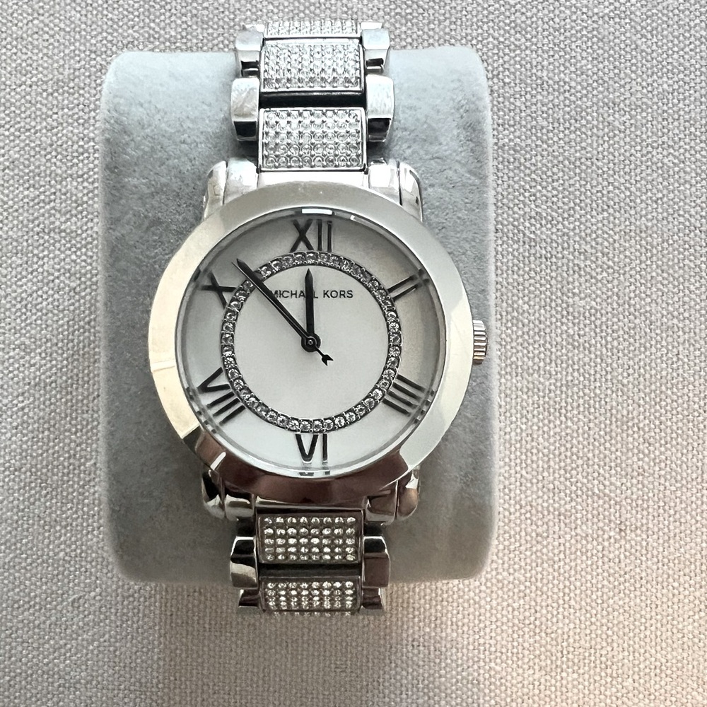Michael Kors Tiffany Silver Watch with Crystal Accents